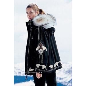 $2700 Petula Bogner Long Sleeve Ski Winter Hooded Parka Jacket Size 18 Black